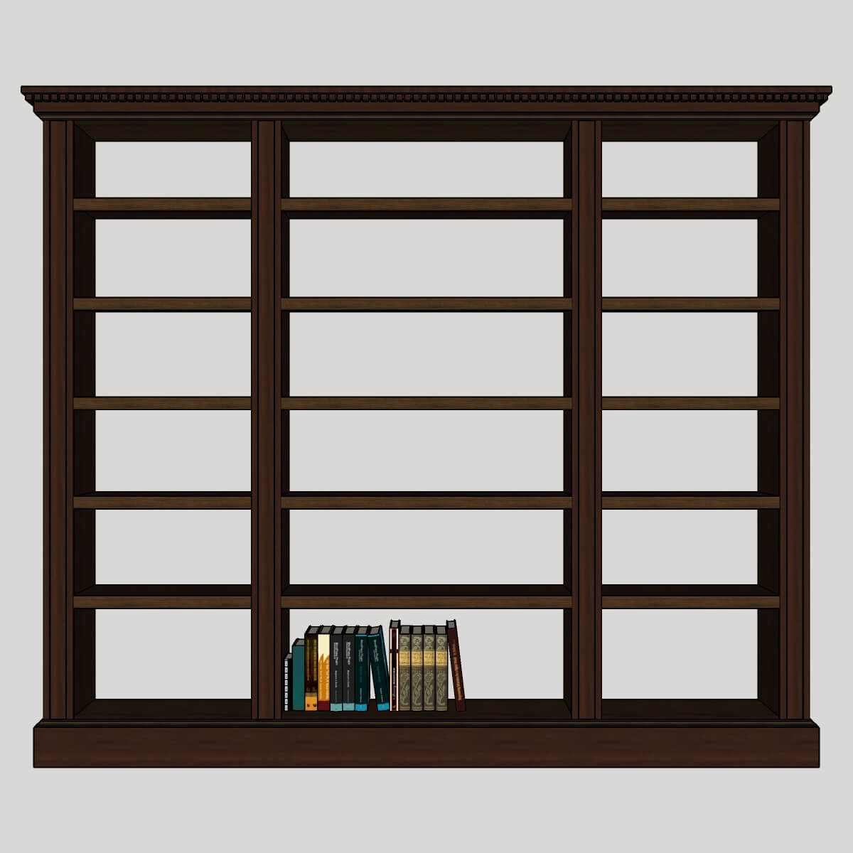 Dentil molding bookcase front view