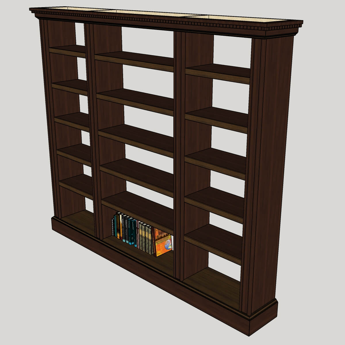 Dentil molding bookcase ISO60 view