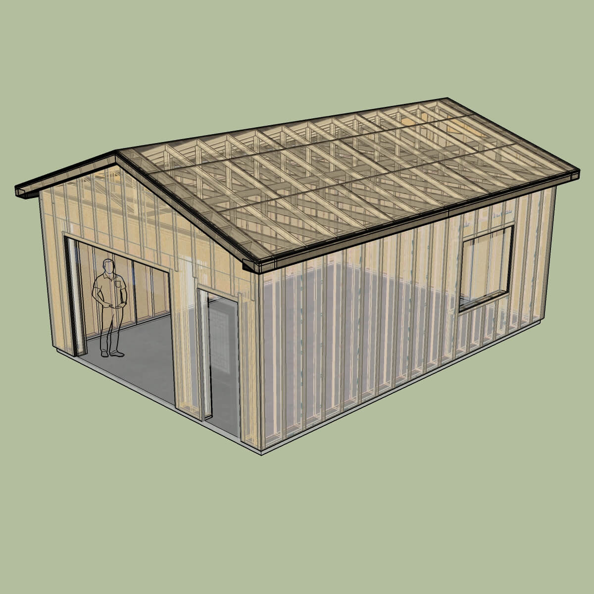 Gable Garage X-Ray View