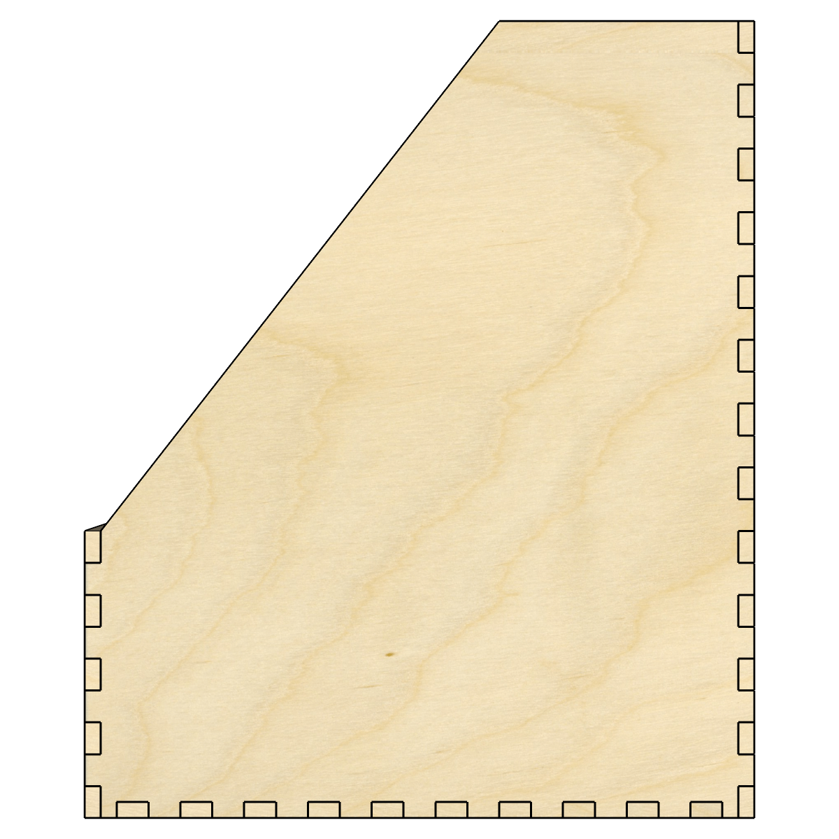 Side profile of the magazine holder showing the angled cut and joints.