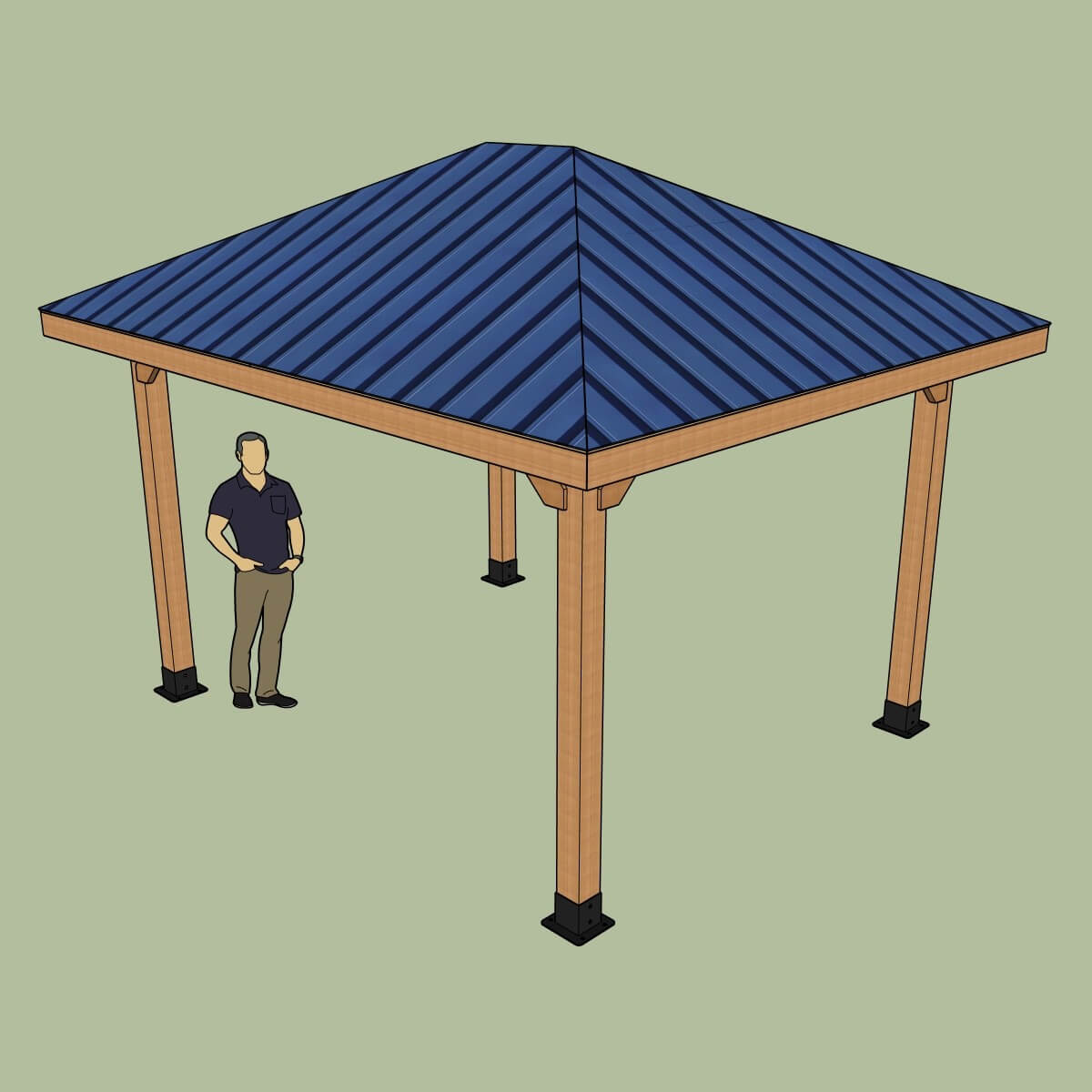 3D model view of a prestigious hip roof pavilion.