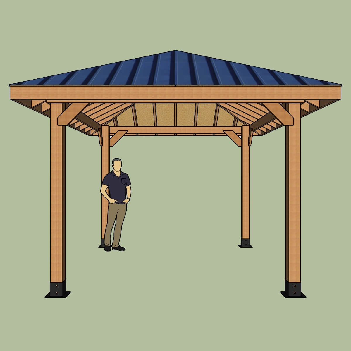Right side profile drawing of the DIY pavilion.