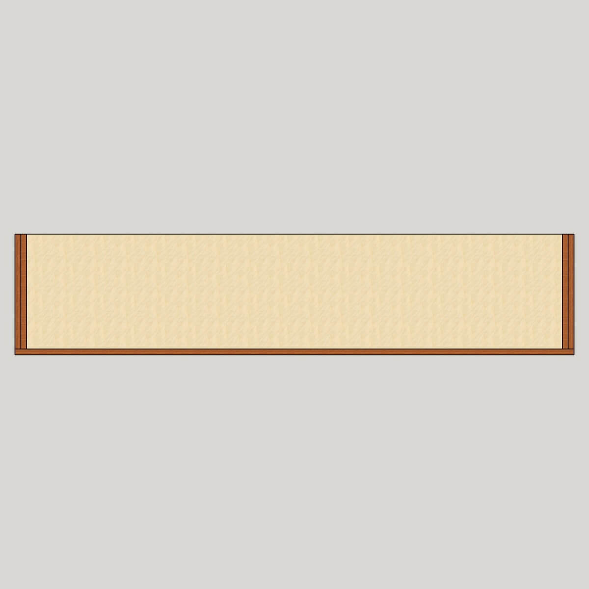 Top-down view showing the footprint of the teak cabinet.